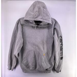 Gray Carhartt Black Print Thick Hoodie Size XL Loose Fit